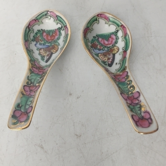 2 vintage rose Canton soup‎ spoons - Picture 5 of 5